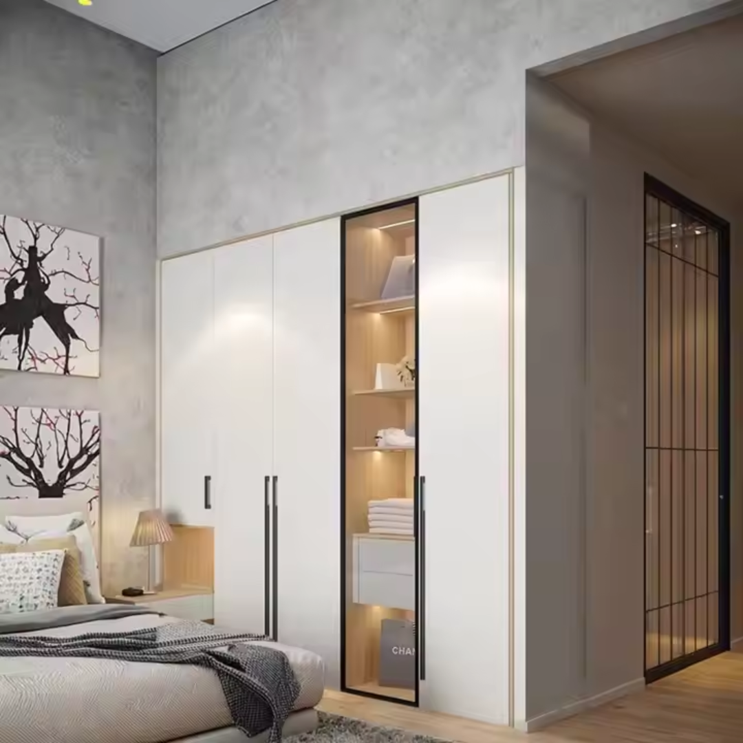 Modern Swing Door Wardrobe Hanging Rod and Drawer Storage Cloth Organizer ARL-STWD-07 Modern Swing Door Wardrobe Hanging Rod and Drawer Storage Cloth Organizer ARL-STWD-07