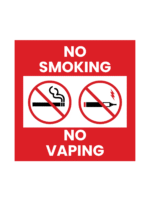 No Smoking No Vaping Digitally Printed Sticker Sign (20cm x 20cm, Indoor/Outdoor)