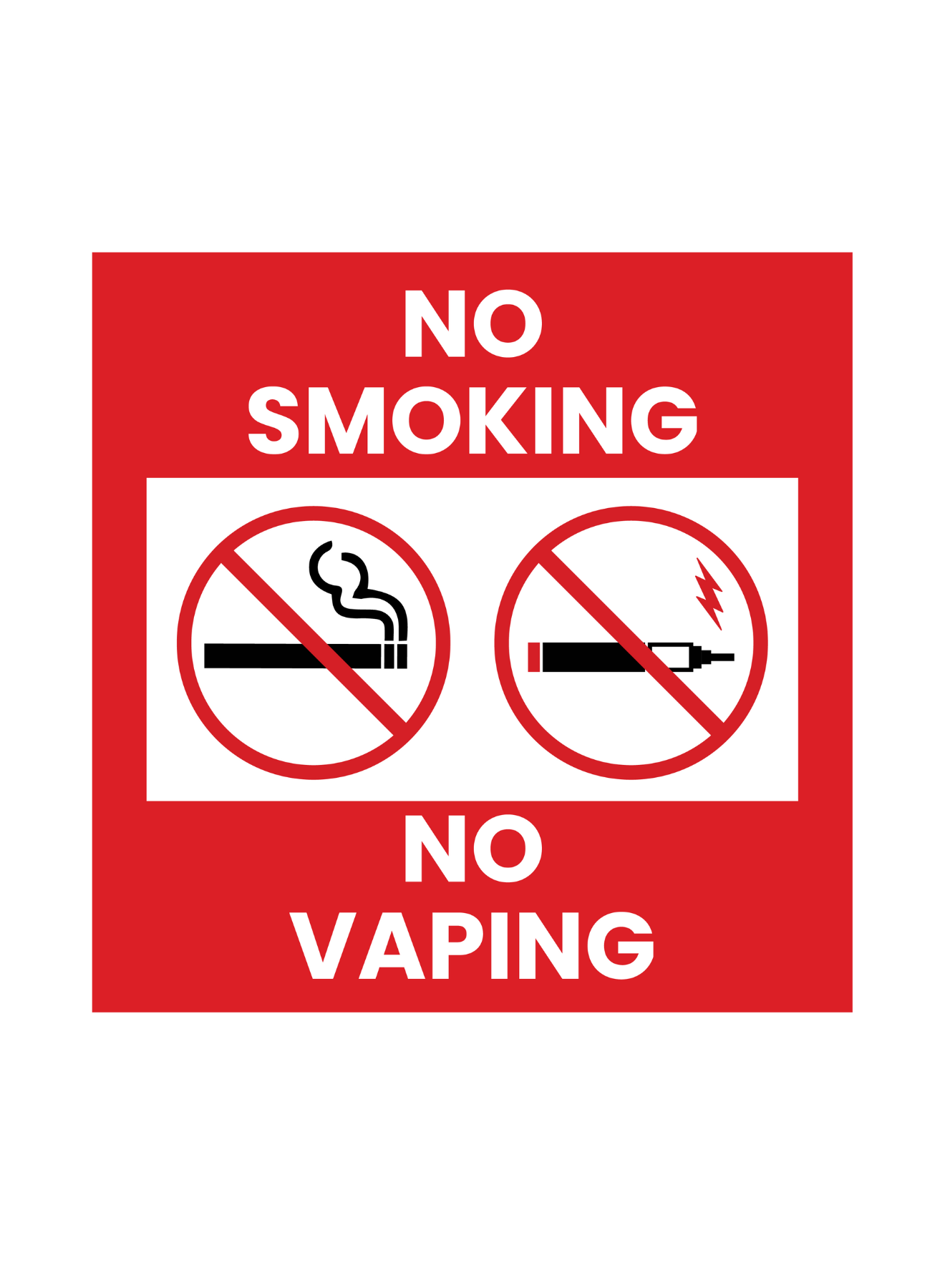 No Smoking No Vaping Digitally Printed Sticker Sign (20cm x 20cm, Indoor/Outdoor)