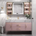 New Design Big Mirrors Sinks Metal Faucet Cabinets Modern Bathroom Vanity
