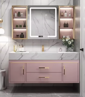 New Design Big Mirrors Sinks Metal Faucet Cabinets Modern Bathroom Vanity