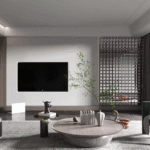 Wall Mounted TV Cabinets Unit with Fireplace