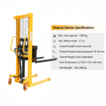 3.5 meter Manual Stacker 1500kg Capacity ARL-CTY-E15-35
