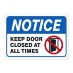 Notice Keep Door Closed Sign ARL-KDC