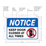 Notice Keep Door Closed Sign ARL-KDC
