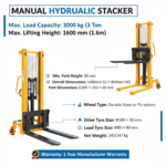 3000kg Manual Hand Pallet Stacker | 1.6m Lift Heavy-Duty Forklift