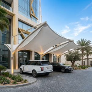 Car Parking Shade 750 GSM PVC Waterproof and fire-rated _ Installation & Supply (3) Knitted Shade Cloth | UV Protection Cloth | Arab Land Solutions